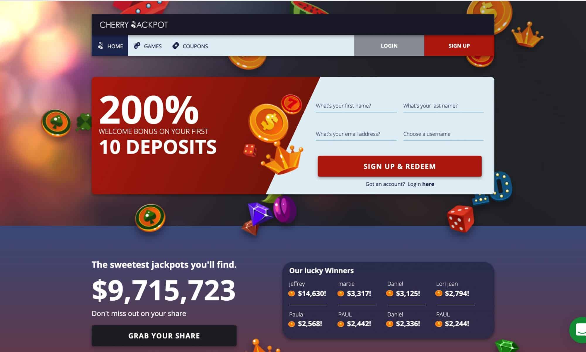 Cherry Jackpot Casino - Claim up to $20,000 in bonuses
