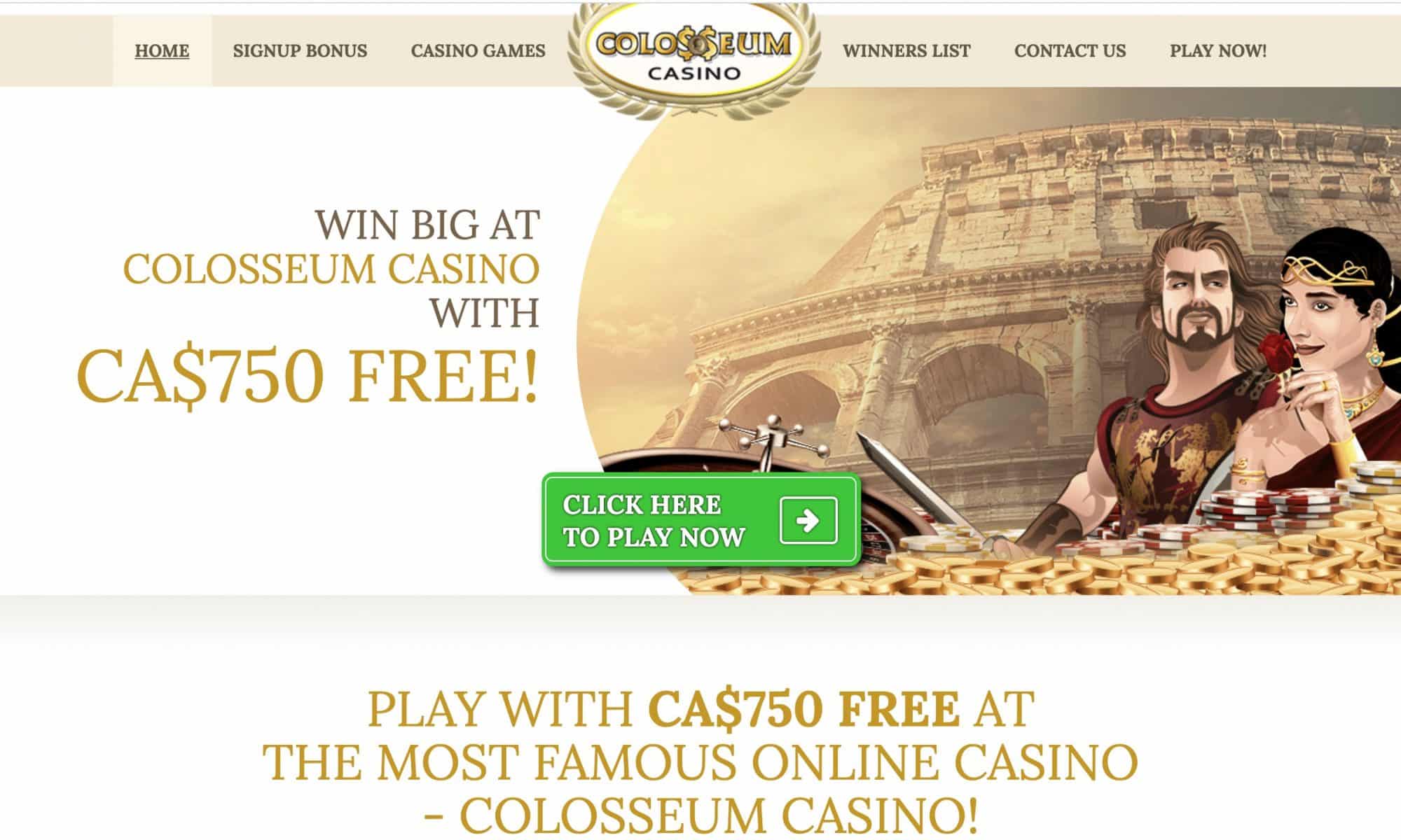 Colosseum Casino - 750% match bonus of up to $210 now!
