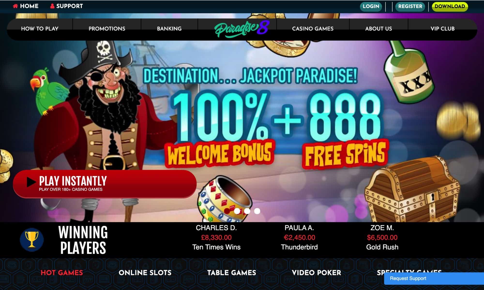 Paradise 8 Casino - 100% welcome offer + 888 free spins