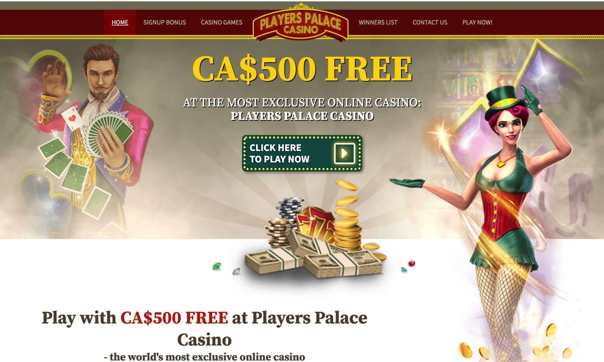 Players Palace Casino - Claim up to $500 free in welcome bonuses!