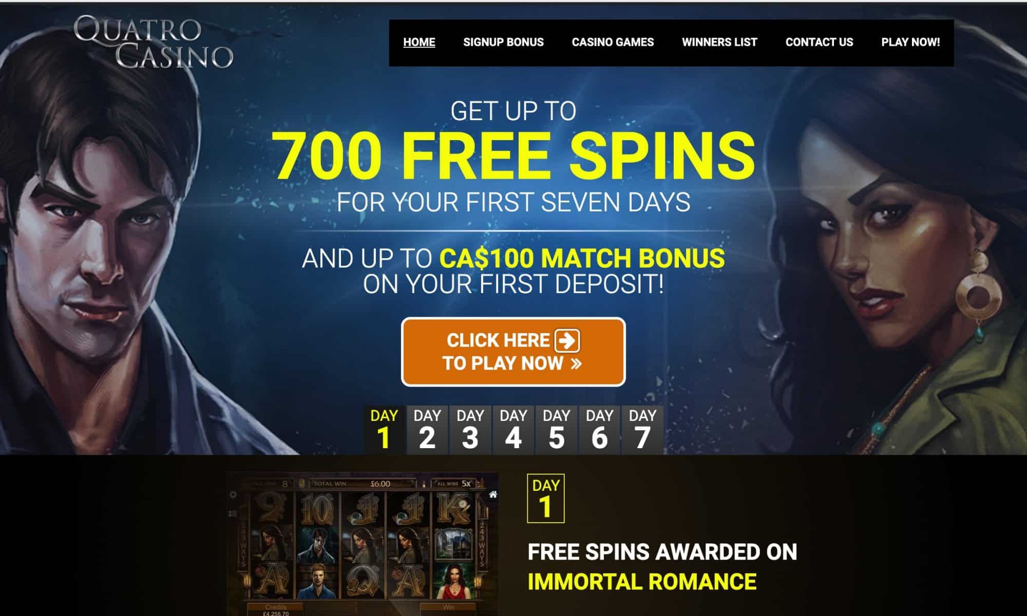 Quatro Casino - big gaming hall with 700 spins special offer