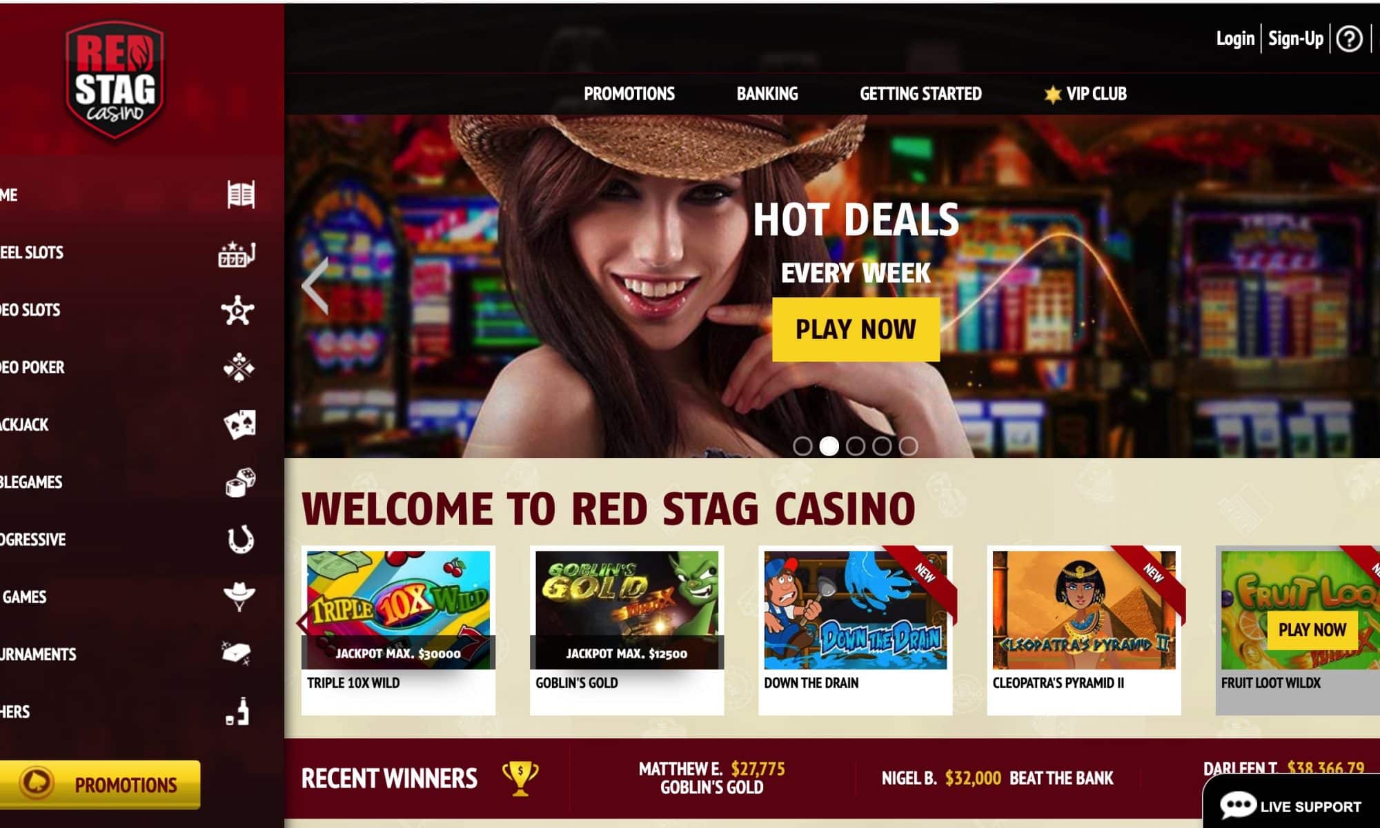 Red Stag Casino - $2500 bonus + $5 chip