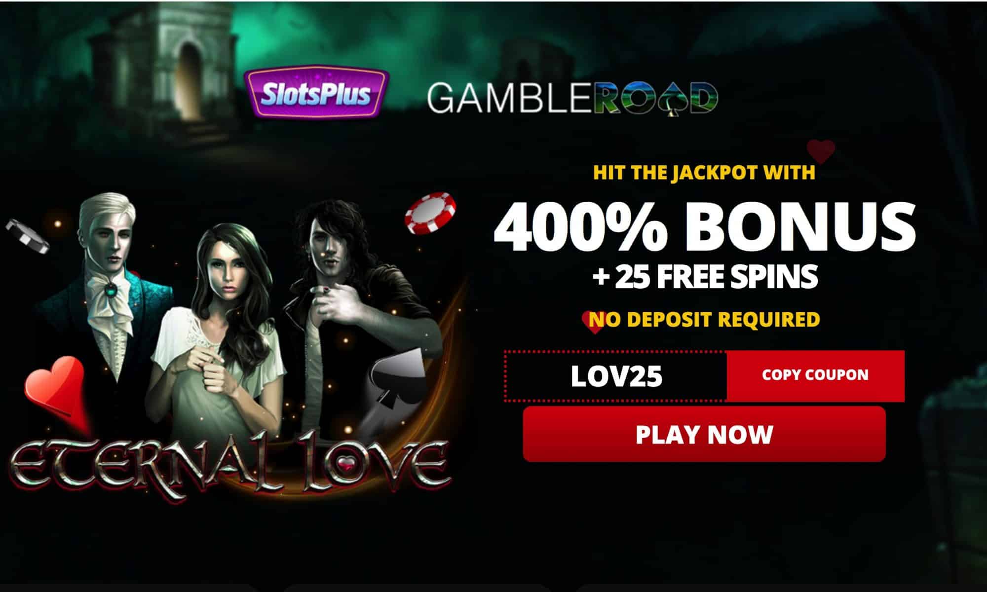Slots Plus Casino - 25 free spins + 400% bonus