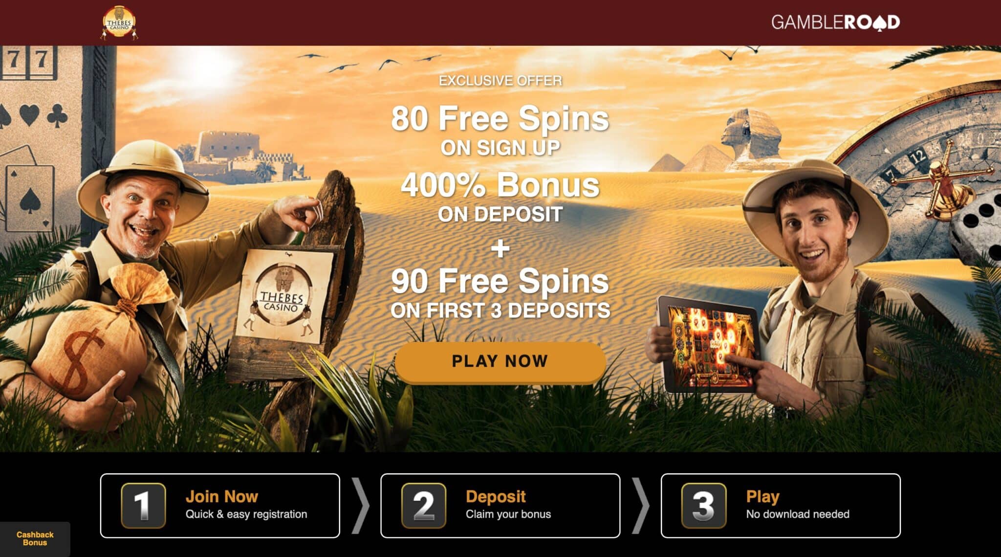$100 no deposit bonus for new players by Thebes Casino